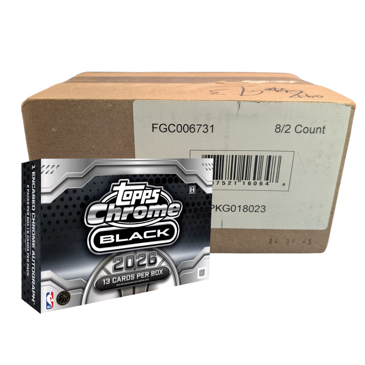 2025-26 Topps Chrome Black Basketball Hobby Box Sealed Case (8 Boxes)