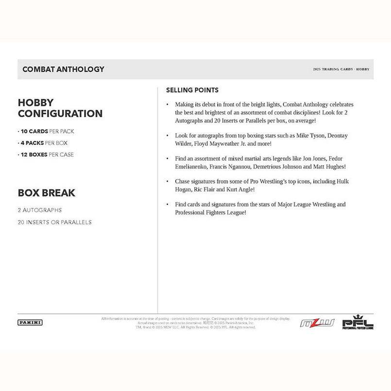 Pre Order - 2025 Panini PFL Combat Anthology Hobby