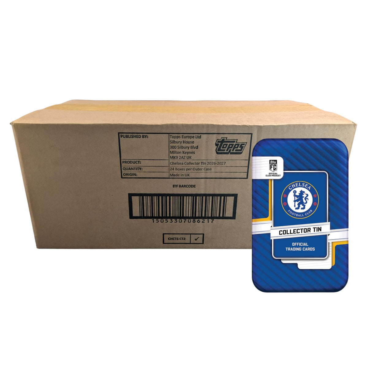 2026-27 Topps Chelsea Soccer Collector Tin Sealed Case (24 Tins)