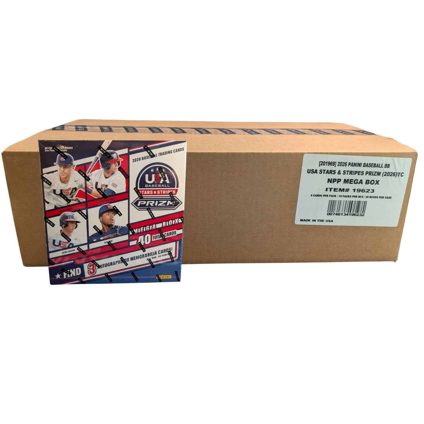 2026 Panini Prizm USA Stars and Stripes Baseball Mega Box Sealed Case (20 Boxes)