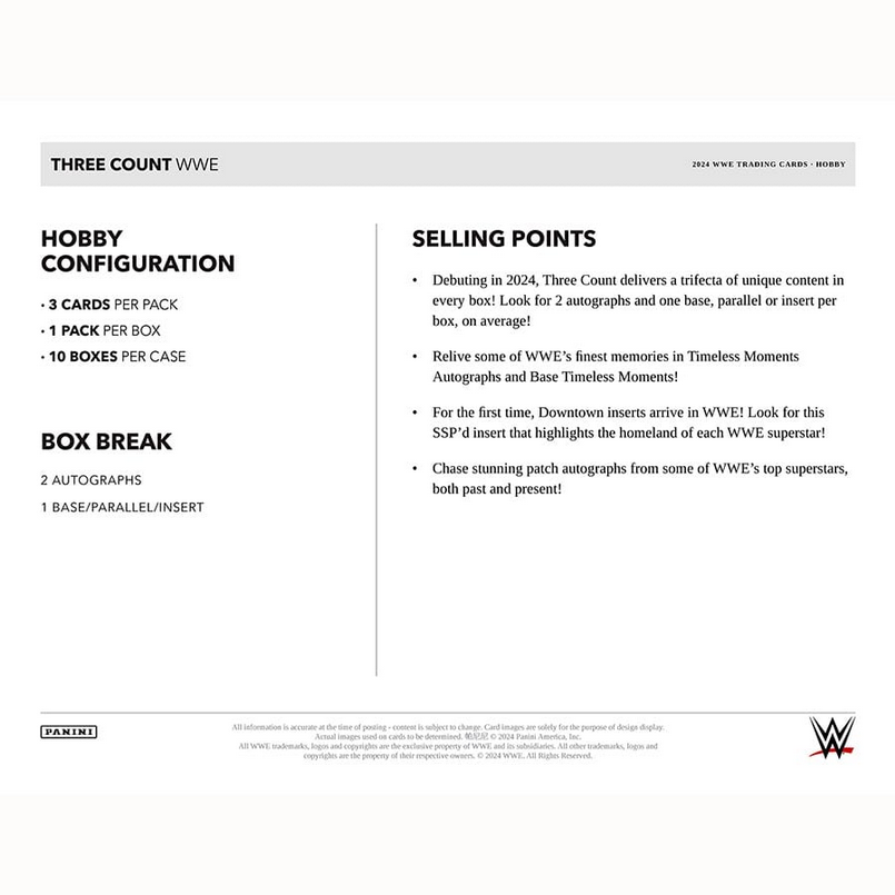 PRE ORDER - 2024 PANINI THREE COUNT WWE HOBBY