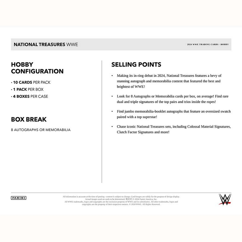 PRE ORDER - 2024 PANINI NATIONAL TREASURES WWE HOBBY