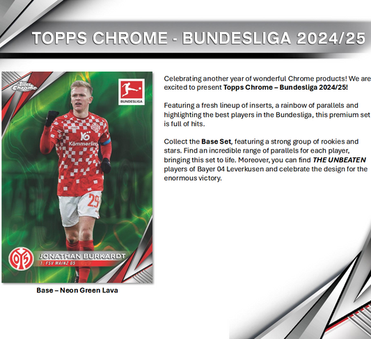 Pre Order - 2024-25 Topps Chrome Bundesliga Soccer Blaster / Value Box