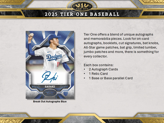 Pre Order - 2025 Topps Tier One Baseball Hobby Box