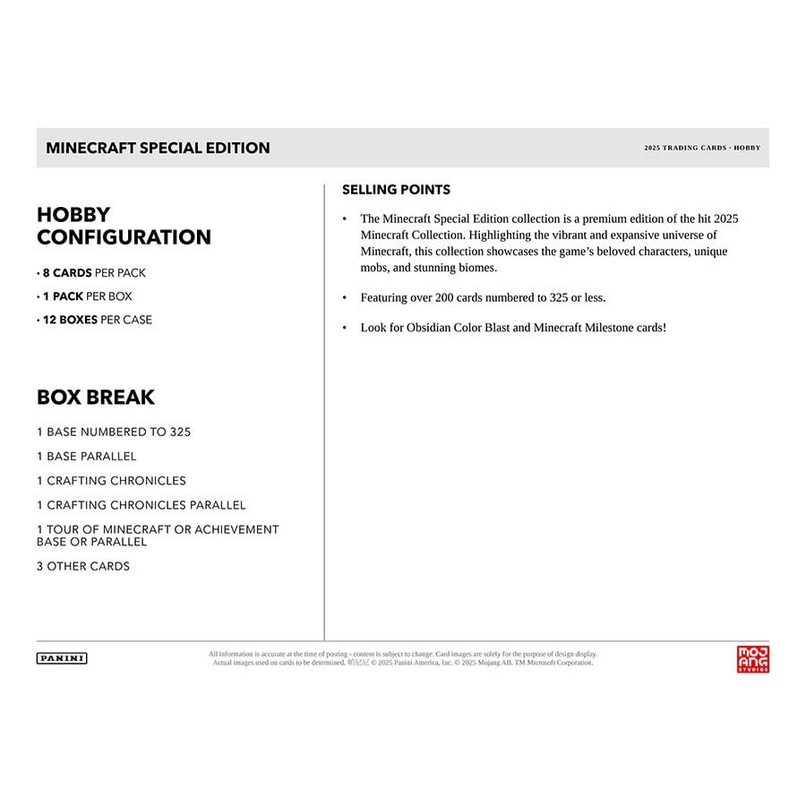 Pre Order- 2025 Panini Minecraft Hobby Box