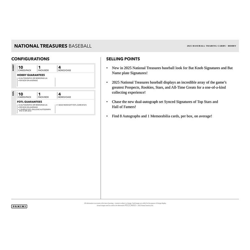 2025 Panini National Treasures Baseball Hobby Box