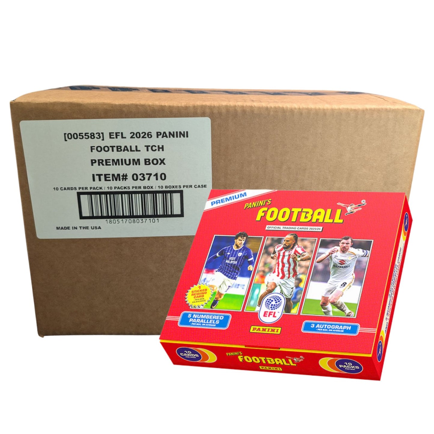 2025-26 Panini Football EFL Soccer Trading Cards Premium Box Sealed Case (10 Boxes)