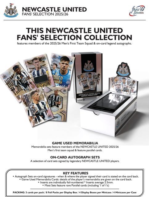 Pre Order - 2025-26 Futera Fans Selection Soccer Hobby Box - Newcastle United