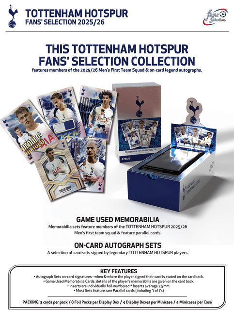 Pre Order - 2025-26 Futera Fans Selection Soccer Hobby Box - Tottenham Hotspur